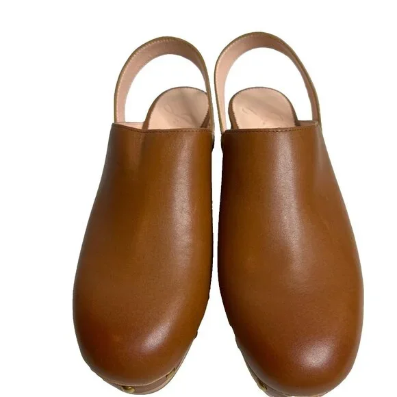 J.Crew $198 Convertible Leather Clogs Rich Oak Size 9.5 BA188 - Picture 3 of 9